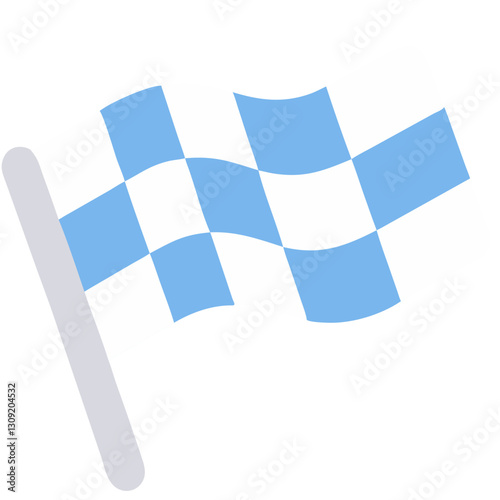 Blue and White Checkered Racing Flag Vector Illustration