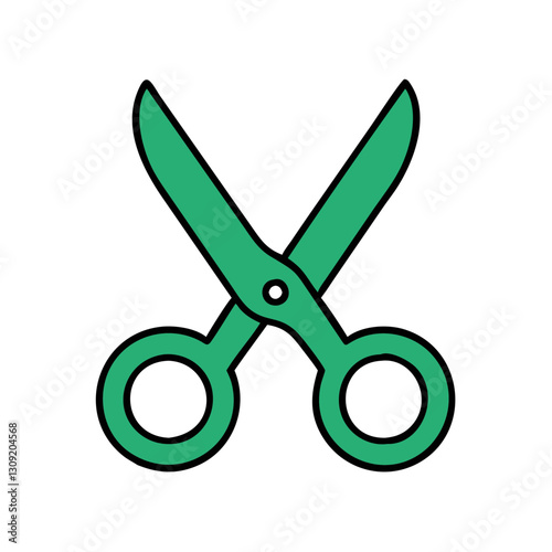 Green Scissors Vector Illustration for Craft and Design Projects