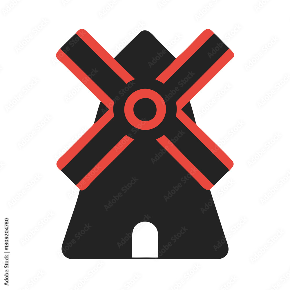 Modern Windmill Silhouette Vector Illustration for Design and Education Uses Modern Windmill Silhouette Vector Illustration for Design and Education Uses