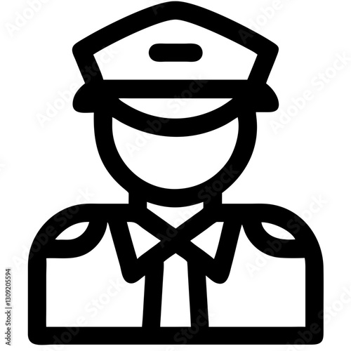Uniformed Police Officer Line Art Vector for Applications and Design Projects