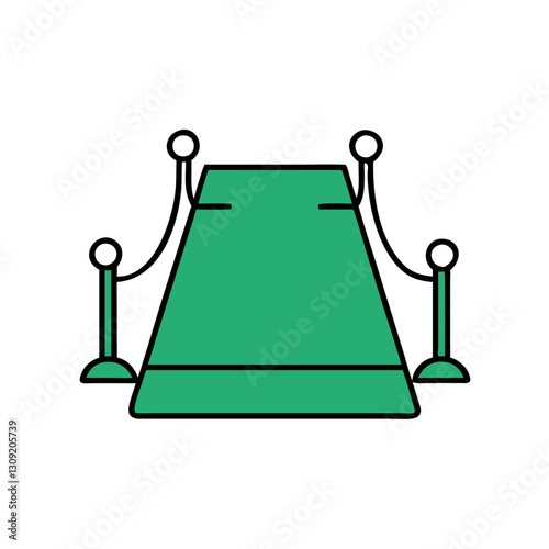 Green Carpet with Ropes and Stanchions Vector for VIP Event Design