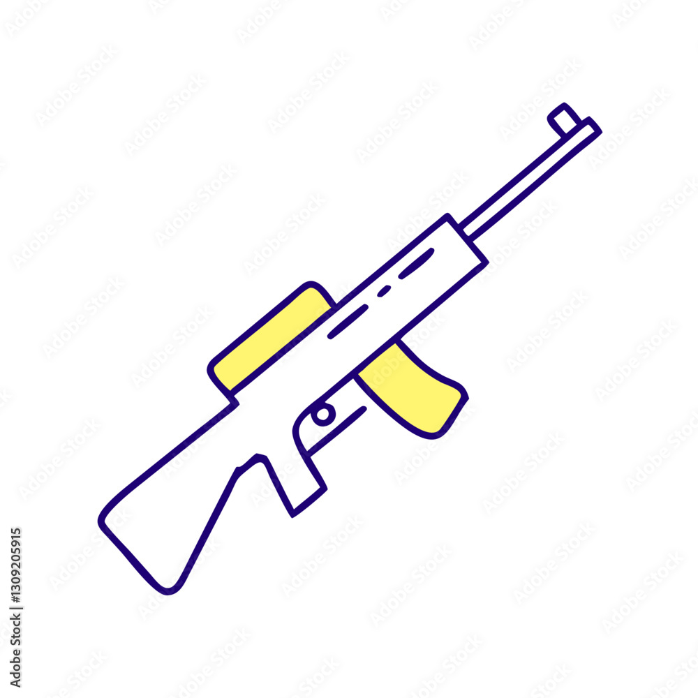 Minimalist Vector Illustration of Assault Rifle in Simple Outline Style Minimalist Vector Illustration of Assault Rifle in Simple Outline Style