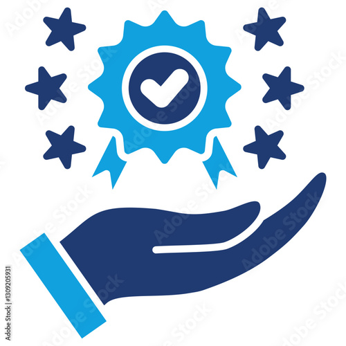 Brand Reputation Solid Blue Icon