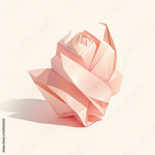 Delicate Origami Rose in Soft Peach Hue