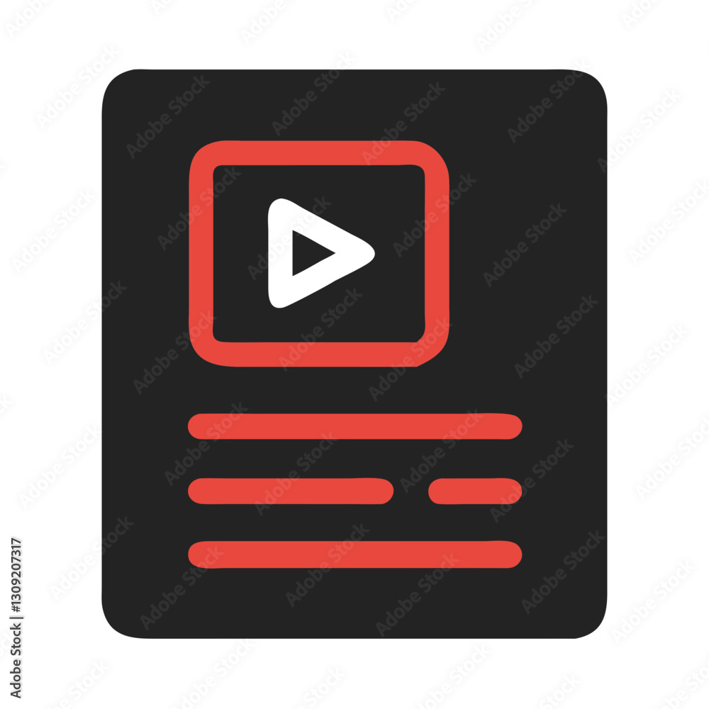 Video Play Button with Text Element for Digital Media Applications Video Play Button with Text Element for Digital Media Applications