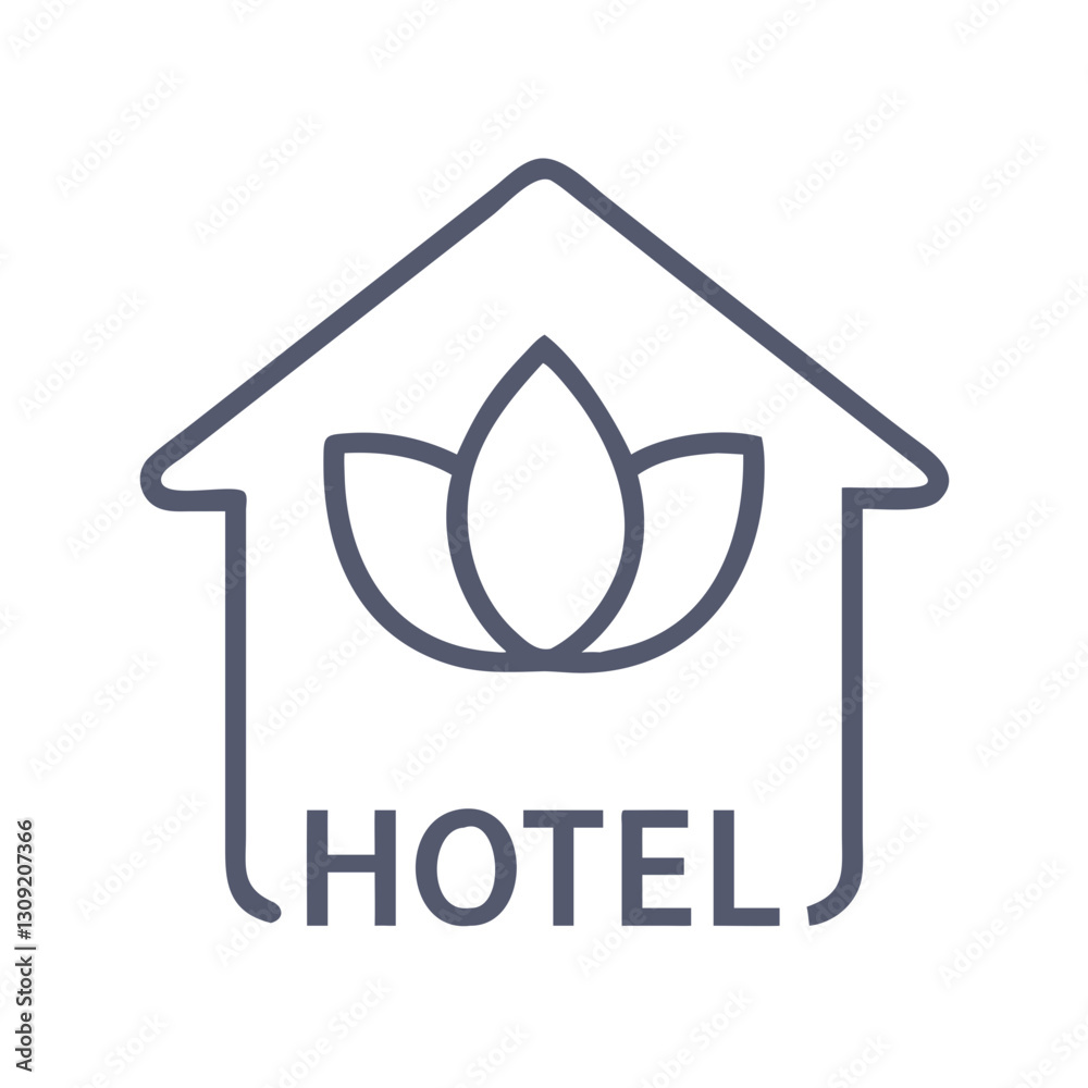 Modern Hotel Logo with Lotus Flower Design for Spa or Wellness Branding Modern Hotel Logo with Lotus Flower Design for Spa or Wellness Branding