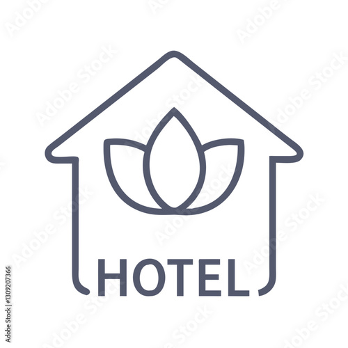 Modern Hotel Logo with Lotus Flower Design for Spa or Wellness Branding