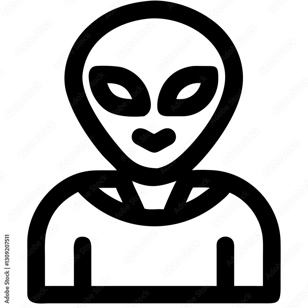 Alien Face Bold Vector Art for Sci-Fi Designs and Tattoo Inspiration Alien Face Bold Vector Art for Sci-Fi Designs and Tattoo Inspiration