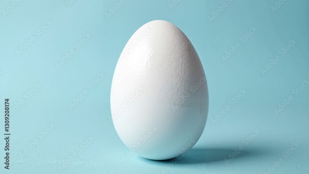 Pristine White Egg on Soft Blue Background: Perfect for Easter Marketing, Spring Promotions, and Culinary Presentations