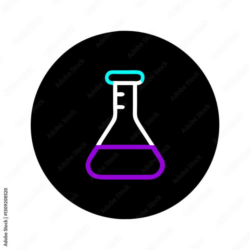 Neon Outline Chemistry Flask Vector for Science Education and Graphic Design Neon Outline Chemistry Flask Vector for Science Education and Graphic Design