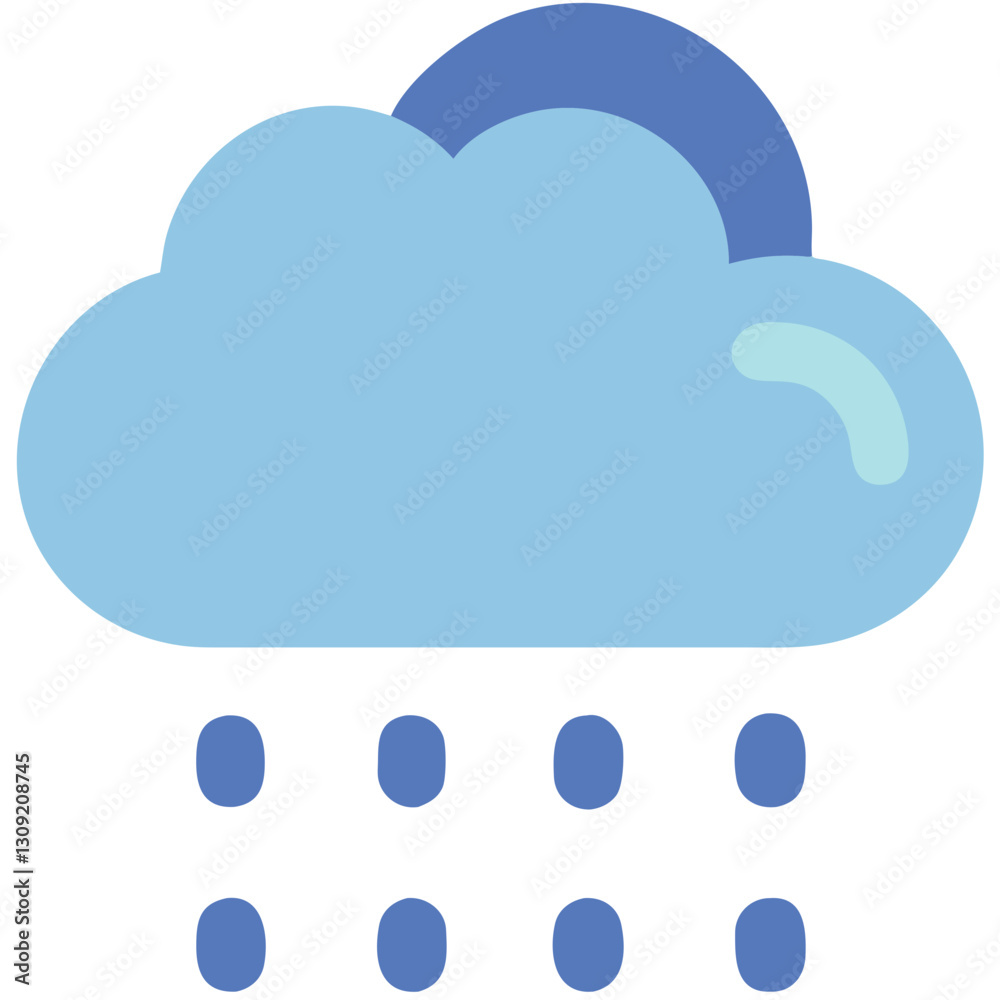 Blue Cloud with Rain Drips Vector Illustration for Weathers and Design Projects Blue Cloud with Rain Drips Vector Illustration for Weathers and Design Projects
