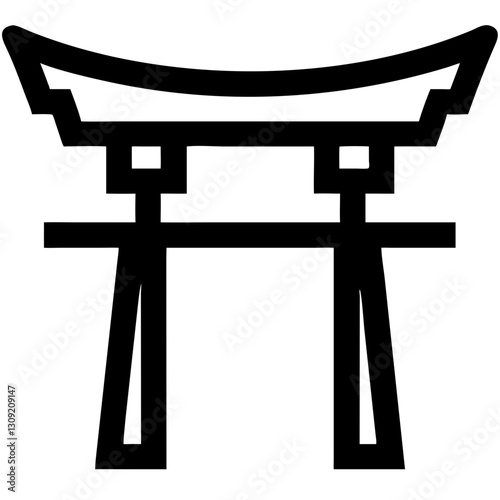 Traditional Japanese Torii Gate Vector Illustration for Design Projects