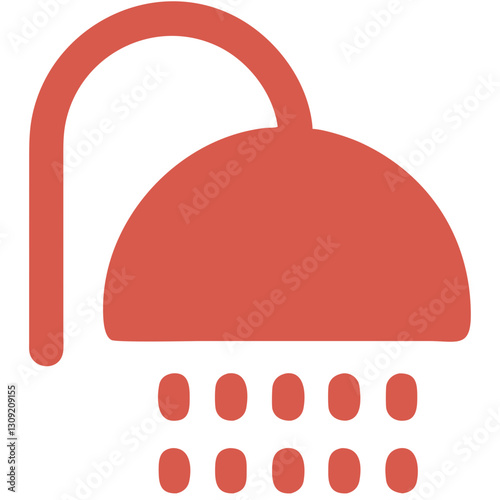 Red Showerhead for Bathroom Design and Illustration Projects