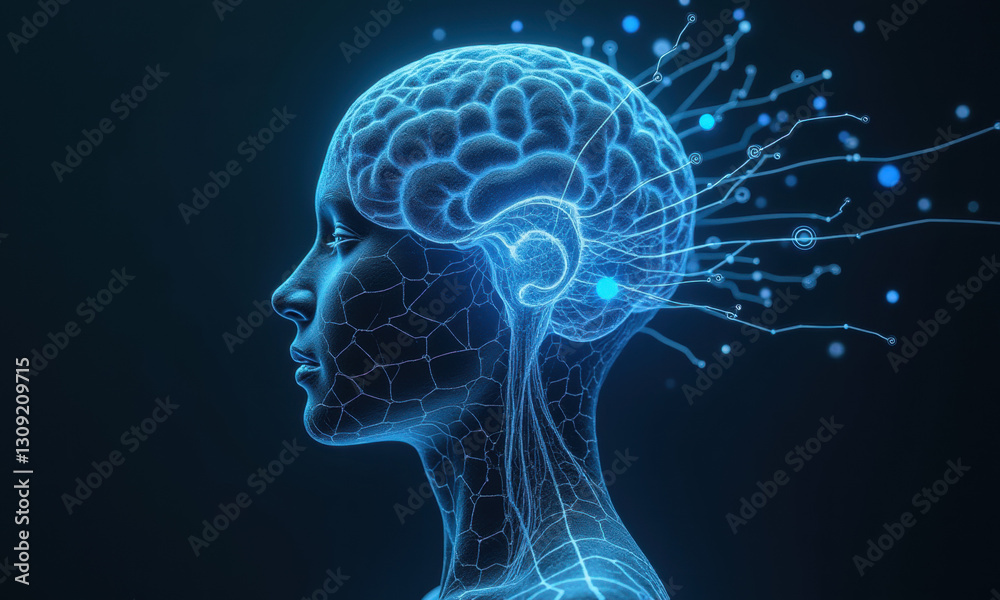AI Brain, Neural Network, Digital Mind - Artificial Intelligence AI Brain, Neural Network, Digital Mind - Artificial Intelligence