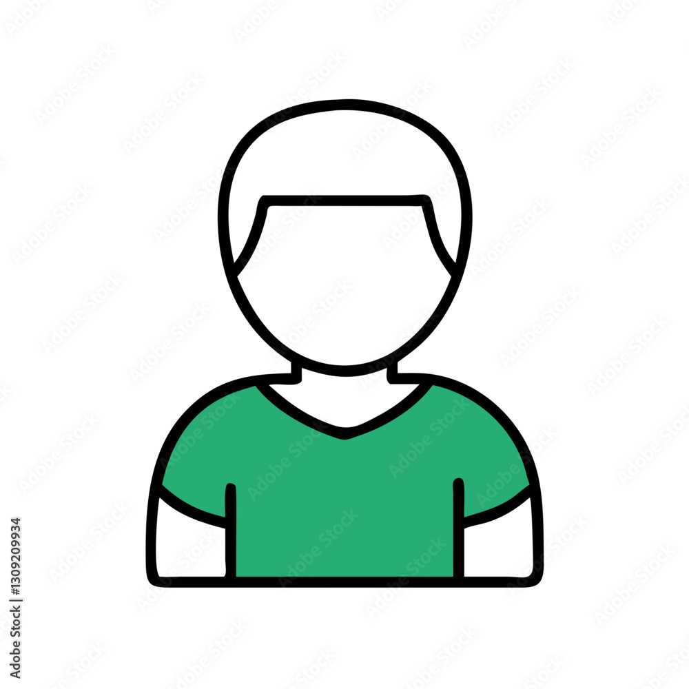 Obraz premium Minimalist Vector Illustration Blank Avatar in Green Shirt for User Profile Design