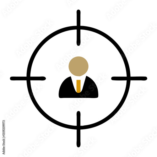 Targeted Marketing Concept Vector Person in Crosshairs Illustration