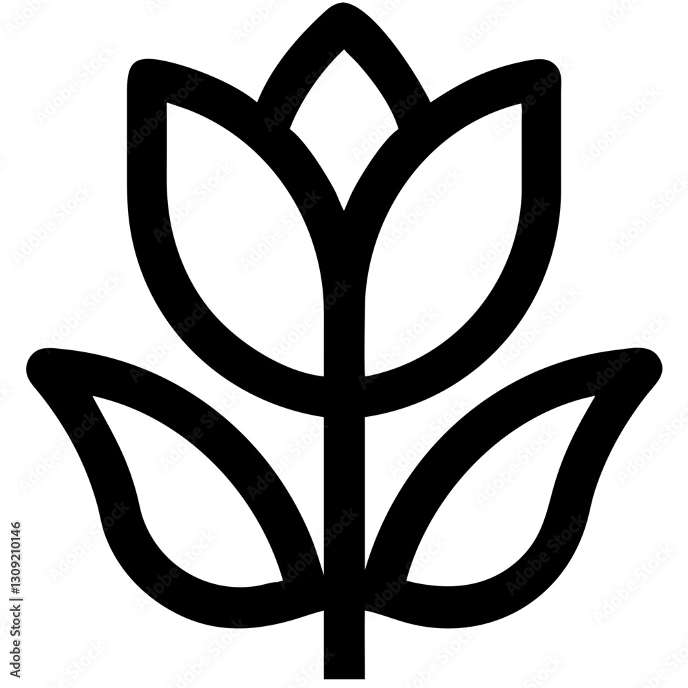 Black Leaf Outline Simple Nature Vector for Logo or Design Element Black Leaf Outline Simple Nature Vector for Logo or Design Element