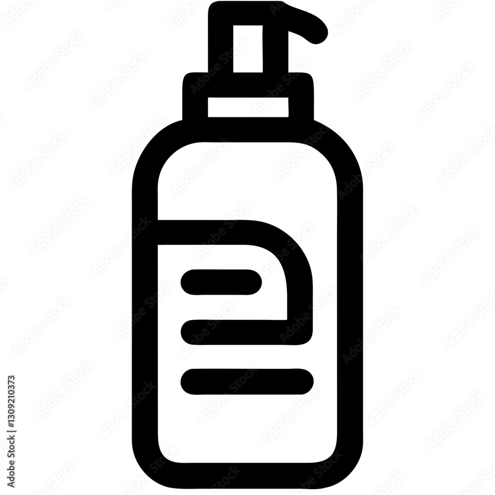 Simple Vector of Cosmetic Bottle for Skincare and Hygiene Products in Black Outline Simple Vector of Cosmetic Bottle for Skincare and Hygiene Products in Black Outline