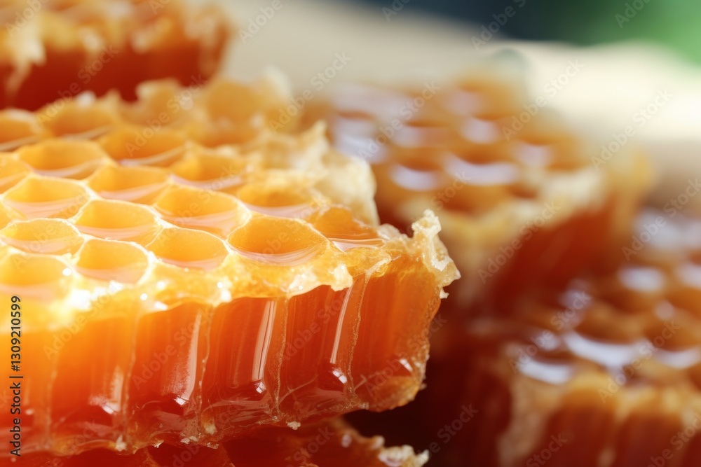Golden Honeycombs A Close-Up View of Fresh, Dripping Honeycombs, Perfect for Food Backgrounds Golden Honeycombs A Close-Up View of Fresh, Dripping Honeycombs, Perfect for Food Backgrounds