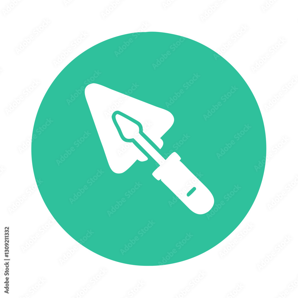 Minimalist Gray Trowel on Green Circle for Construction Design Projects Minimalist Gray Trowel on Green Circle for Construction Design Projects