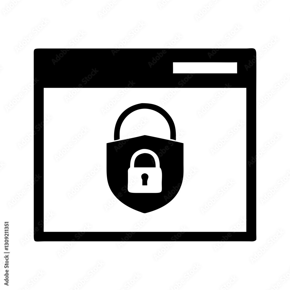 Website Security Vector with Lock Symbol for Cyber Protection Illustrations Website Security Vector with Lock Symbol for Cyber Protection Illustrations