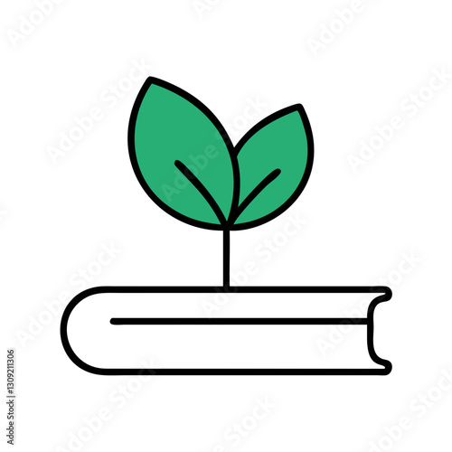 Green Leaf Growing from Book Vector Education Knowledge Nature Concept