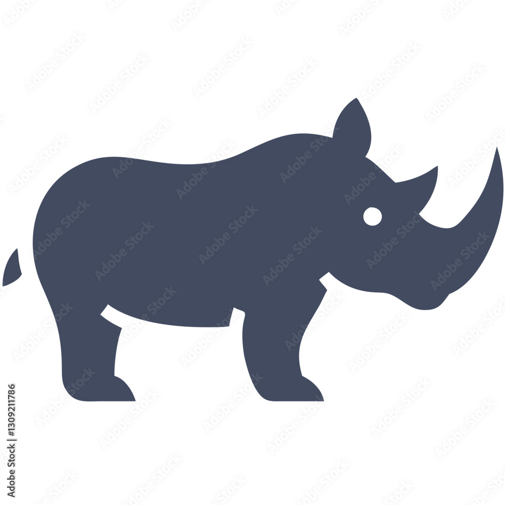 Fototapeta premium Blue Rhinoceros Silhouette Vector Art for Wildlife Conservation and Design Projects