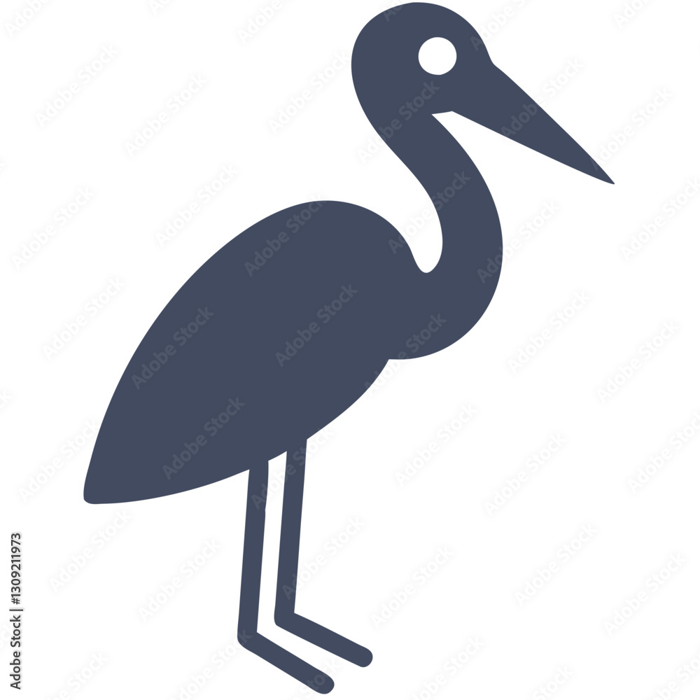 Fototapeta premium Simplistic Blue Crane Silhouette Vector for Design and Decoration Projects