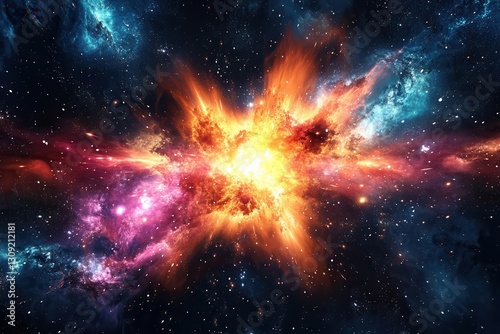 A captivating supernova explosion showcasing vibrant colors and intense energy illuminating the cosmos for astronomy enthusiasts and space aficionados photo
