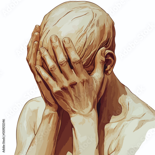 Close-up Portrait of Person Holding Face in Hands