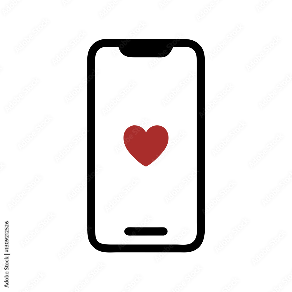Minimalist Smartphone Heart Vector for Mobile App Design and Social Media Minimalist Smartphone Heart Vector for Mobile App Design and Social Media