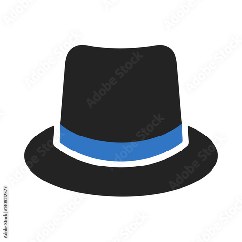 Black Fedora Hat with Blue Band Vector Illustration for Fashion Design