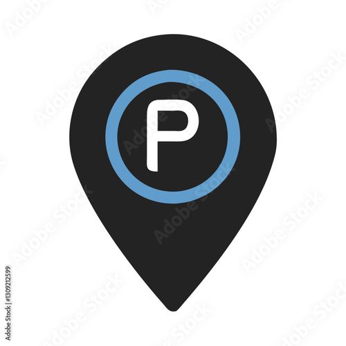 Parking Location Vector Blue Map Pin for Navigation and Wayfinding