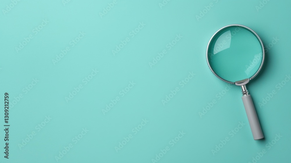 custom made wallpaper toronto digitalMagnifying glass close up on a plain mint green background concept of searching finding exploring and investigating details study analysis research and discovery