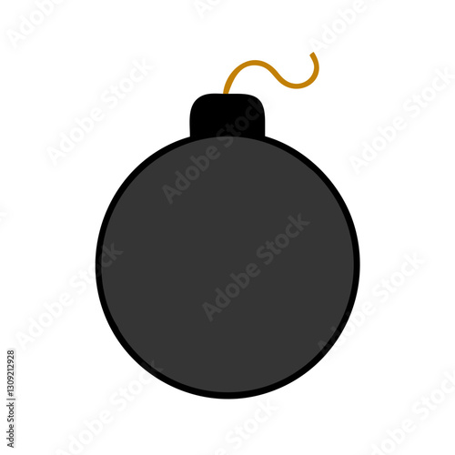 Simple Classic Cartoon Bomb Vector with Fusible Wick for Design and Illustration