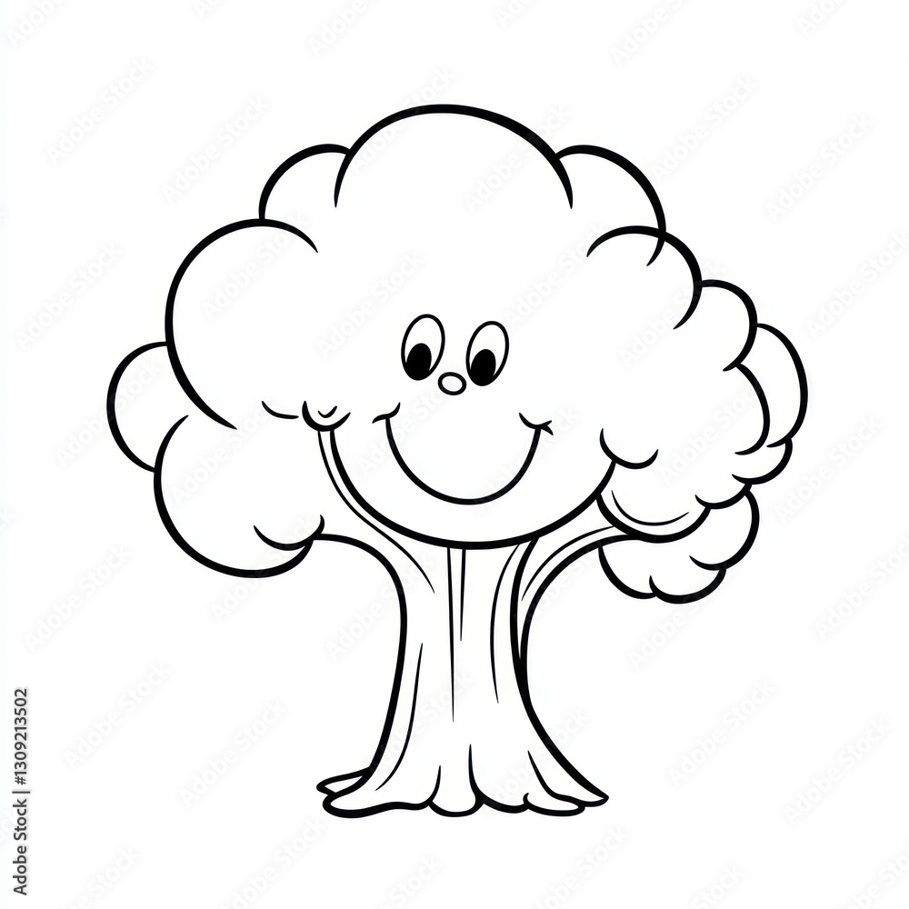 Cute Tree Drawing, Simple Illustration Cute Tree Drawing, Simple Illustration