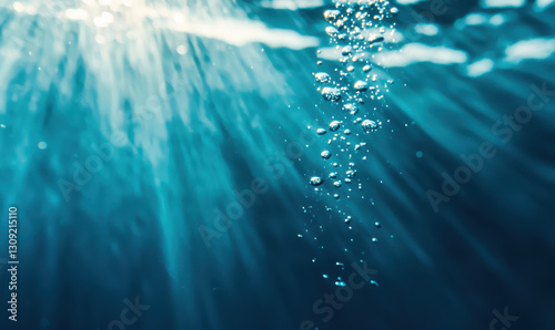 Breathtaking Underwater Scene Capturing Sunlight and Bubbles for a Serene Environment Experience and Aquatic Adventure