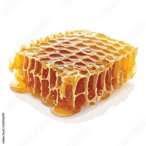 Close-Up of Honeycomb with Golden Honey