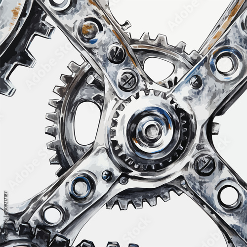 Close-up Interlocking Gears: Industrial Machinery Concept