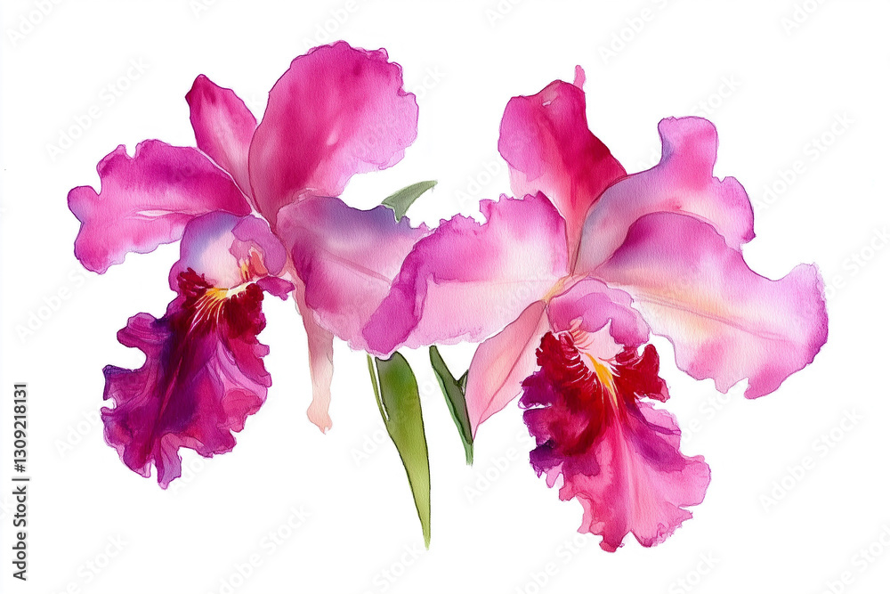 Naklejka premium watercolor illustration orchid flower