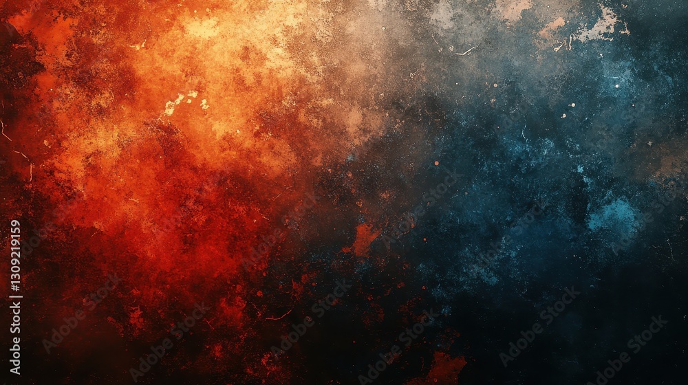 Fototapeta premium Abstract texture of fiery red and cool blue contrasting colors in a dramatic pattern