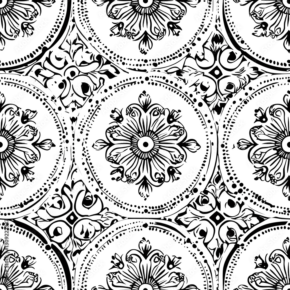Black and white floral pattern design for background or textile use Black and white floral pattern design for background or textile use