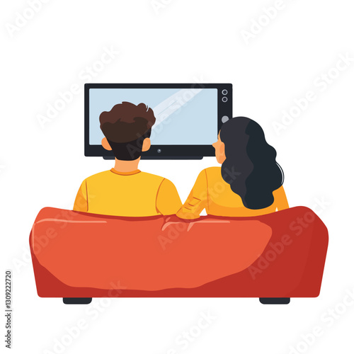 Couple Watching Television Together, Relationship Leisure Activity
