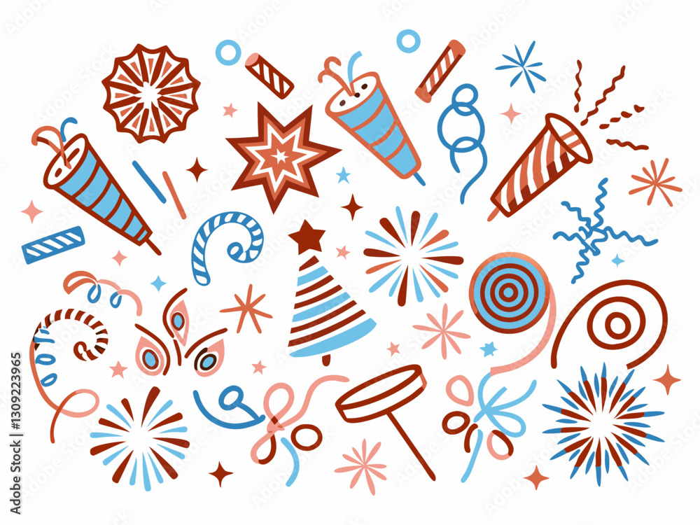 custom made wallpaper toronto digitalA colorful star pattern illustration with 4th of July fireworks, flag elements, and holiday celebration symbols