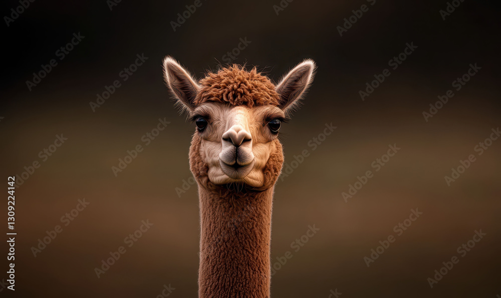 Obraz premium Captivating Portrait of an Adorable Alpaca Showcasing Its Charming Expression and Unique Features in Natural Light