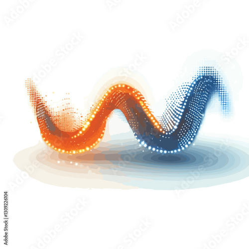 Vibrant Digital Waveform Design with Glowing Orange and Blue Colors
