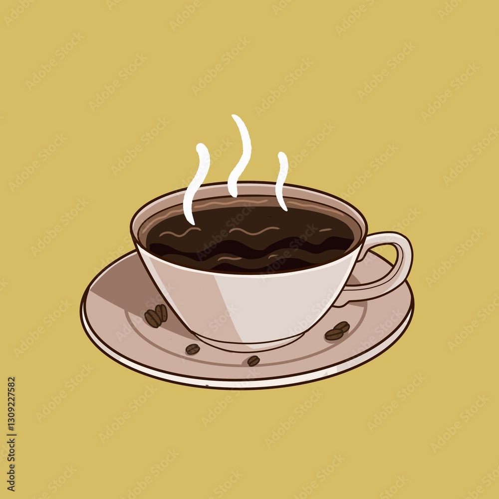 Obraz premium Hot coffe with coffe seeds