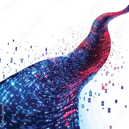 Dynamic Red Digital Data Stream Background