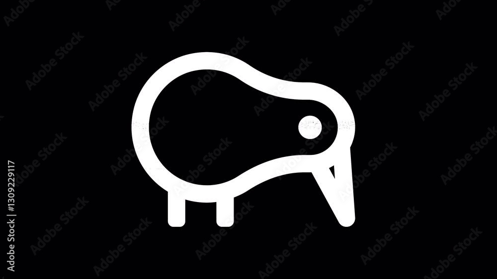 Icon kiwi bird is distorted. Glitch. Noise, chromatic aberration, geometric distortion. Transparent background, looped. In-Out looped. Alpha BW at the end Icon kiwi bird is distorted. Glitch. Noise, chromatic aberration, geometric distortion. Transparent background, looped. In-Out looped. Alpha BW at the end