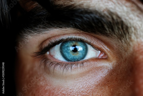 Close-up of a blue-eyed caucasian male gaze